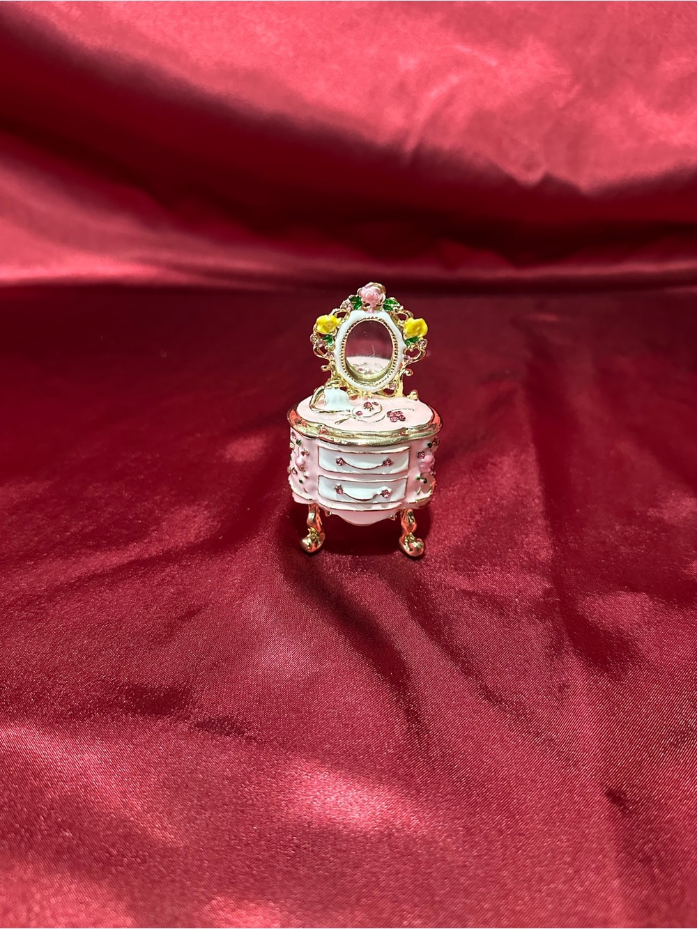 Pink Victorian Vanity Trinket Box | Mini Dresser Jewelry Box | Faberge Style